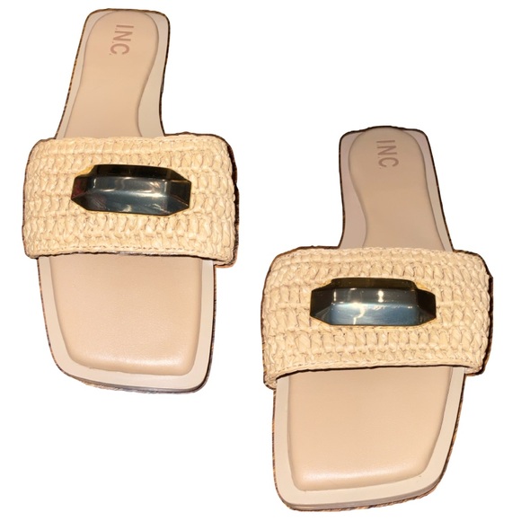 INC International Concepts - Paramita Flat Sandals - Natural Raffia - Size 9 - Picture 3 of 9